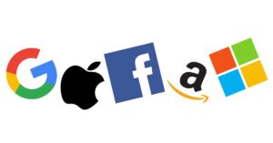 Logos das Big Techs representam os gastos em IA e a pressão por retorno no setor de tecnologia