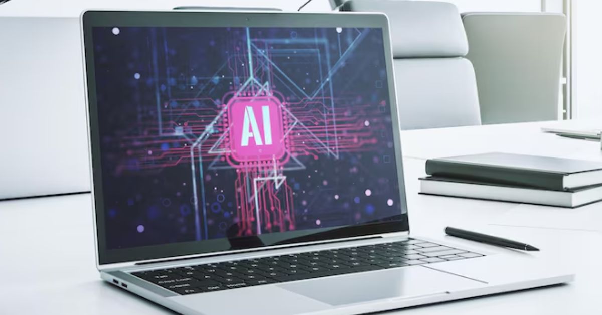 Interface de IA exibida em laptop, referência ao Nano Banana Pro.