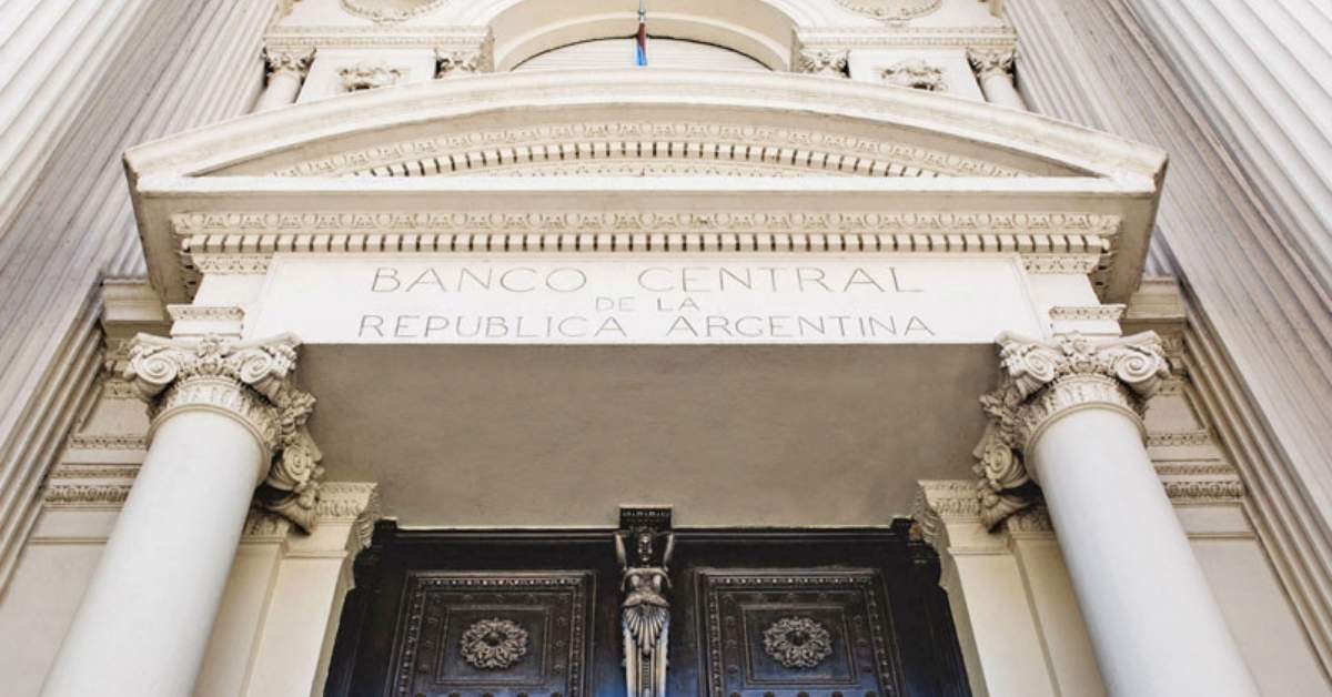 política monetária da Argentina e fachada do Banco Central em Buenos Aires