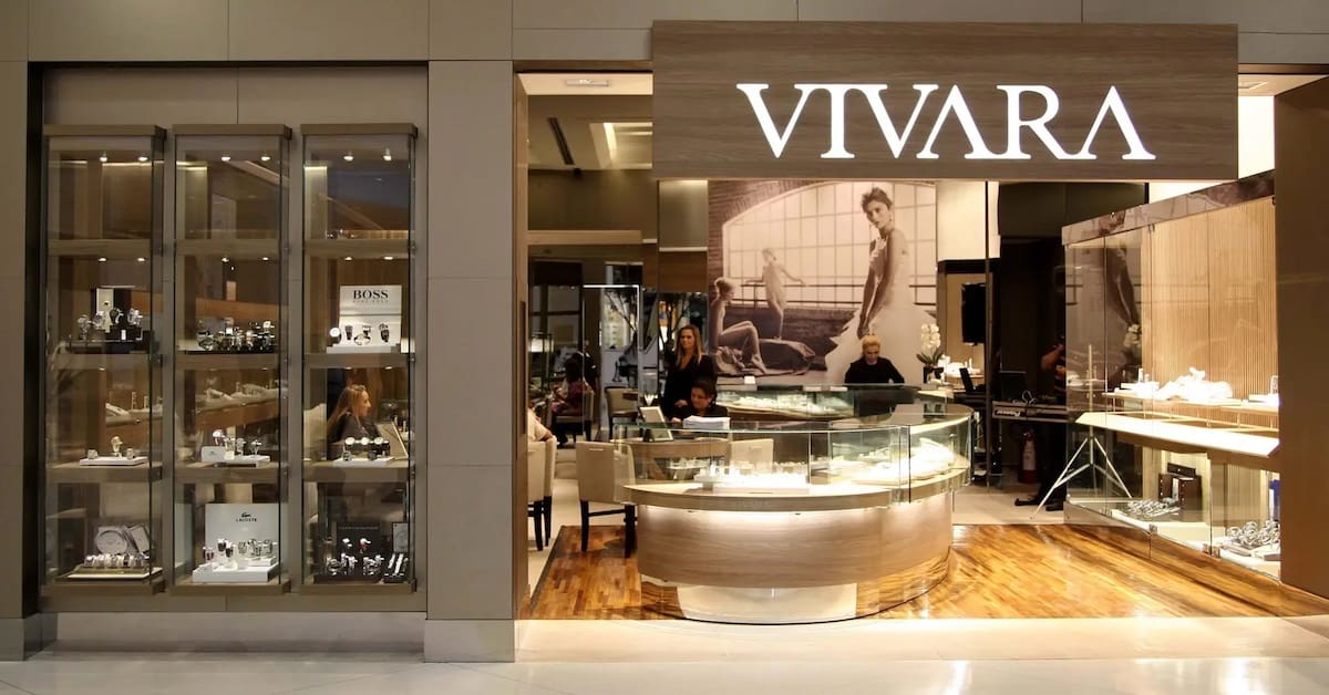 Fachada de loja da Vivara em shopping, ilustrando o resultado da Vivara no 3T25 com recorde de lucro e margens históricas.