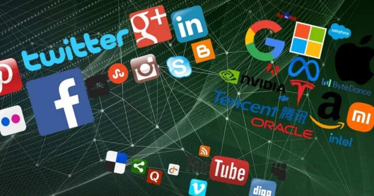 logotipos de big techs em destaque ilustrando debate sobre a bolha das big techs