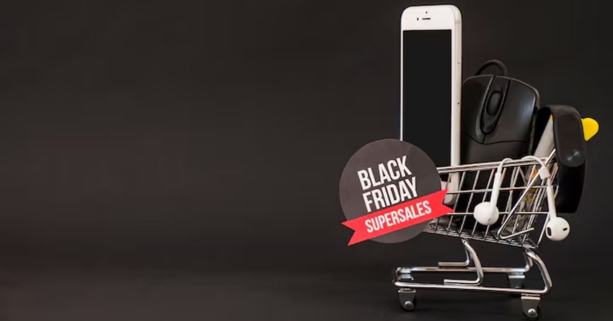 Carrinho com eletrônicos na Black Friday usado para ilustrar risco do golpe da taxa aduaneira