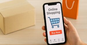 comércio eletrônico em 2025 em cenário de compras digitais minimalista