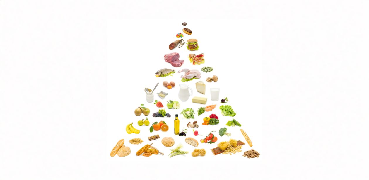 Imagem de alimentos recomendados nas novas diretrizes alimentares dos EUA, incluindo carne vermelha, queijos e laticínios.