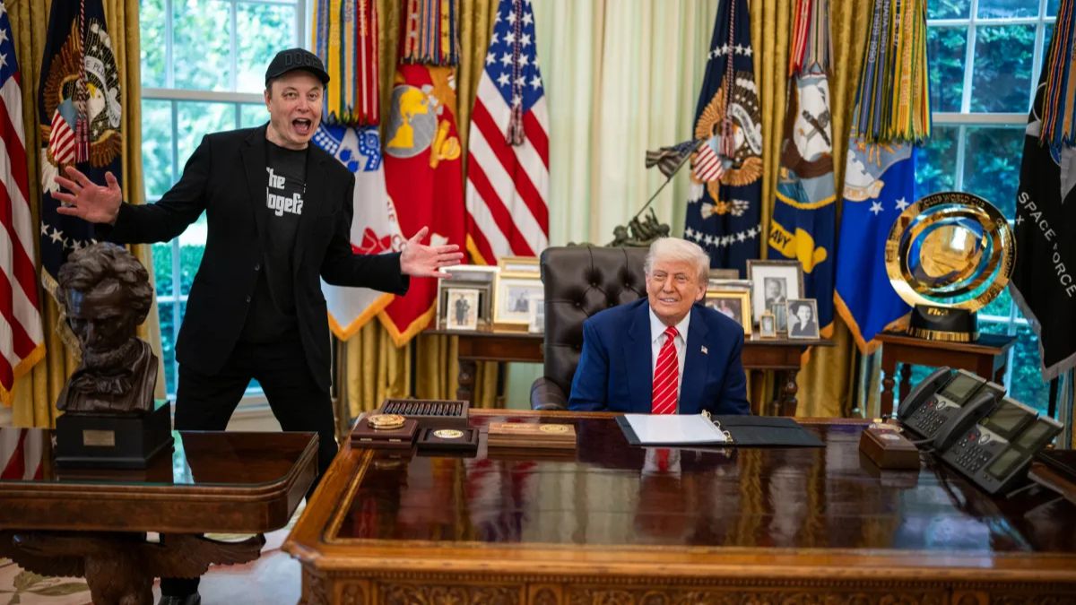 Imagem de Elon Musk e Donald Trump para ilustrar uma matéria jornalística sobre os Novos Bilionários do mundo em 2026.