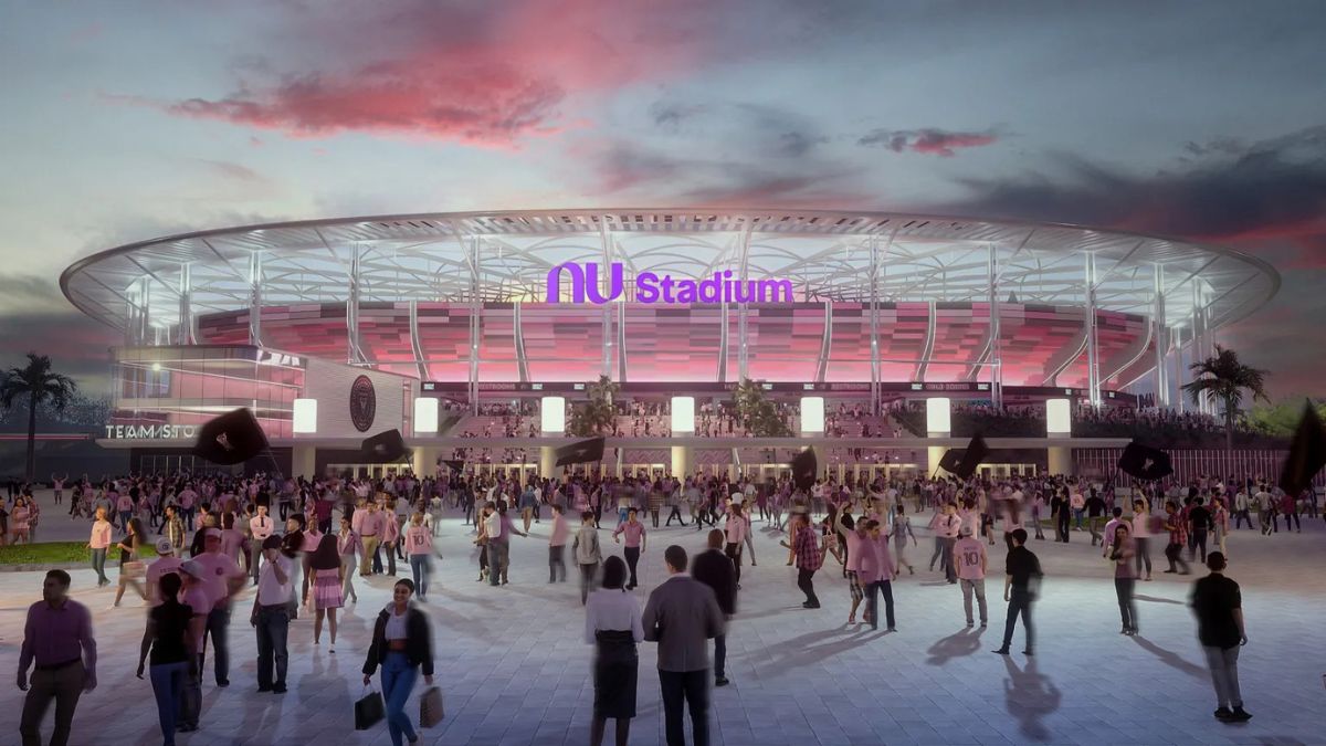 Imagem do NU Stadium para ilustrar uma matéria jornalística sobre o estádio do Nubank e do Inter Miami.