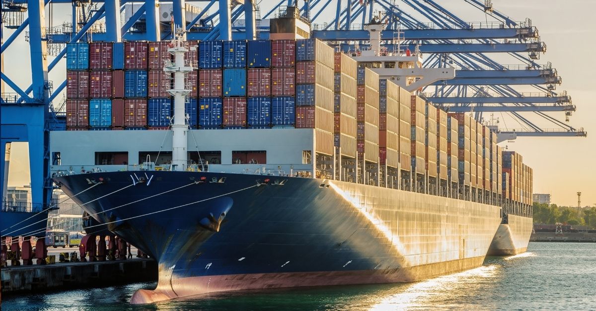 exportações da China em porto industrial com contêineres