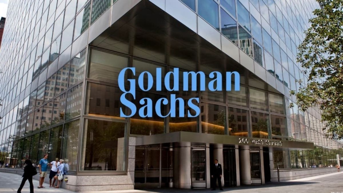 Imagem da fachada do Goldman Sachs para ilustrar uma matéria jornalística sobre o lucro do banco.