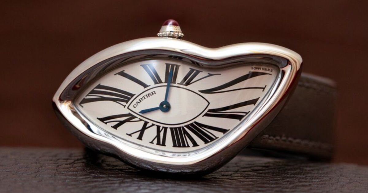 Relógio vintage Cartier Crash com design assimétrico e mostrador distorcido