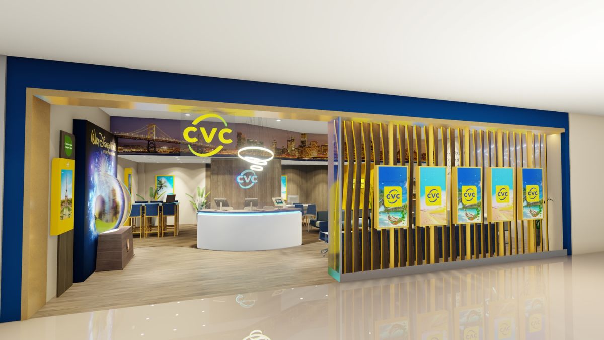 Imagem da fachada de uma loja da CVC para ilustrar uma matéria jornalística sobre a Despegar e CVC.