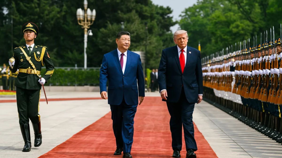 Imagem de Donald Trump e Xi Jinping para ilustrar uma matéria jornalística sobre os produtos agrícolas da China e dos Estados Unidos.