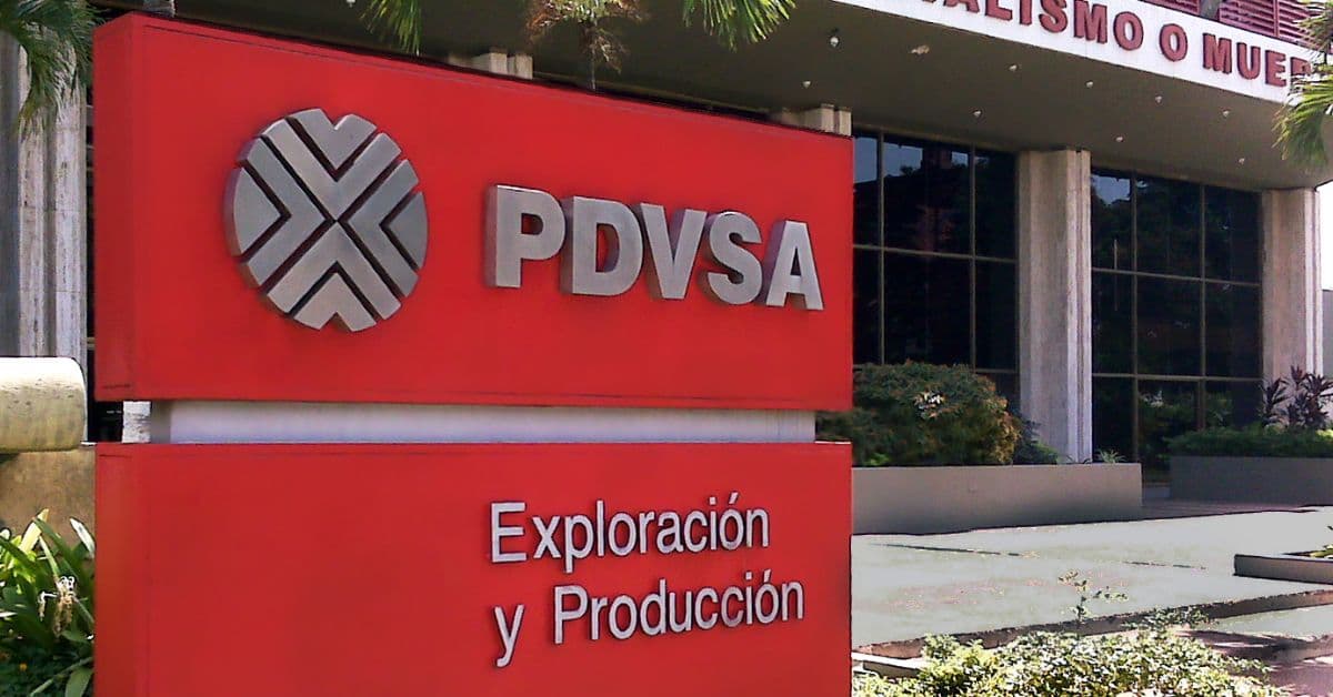 Imagem da fachada da PDVSA para ilustrar uma matéria jornalística sobre os contratos da PDVSA e a Venezuela.