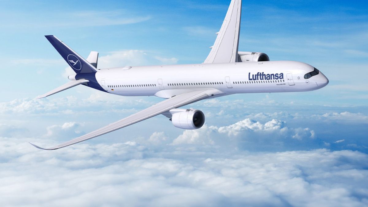 Imagem de um avião da Lufthansa para ilustrar uma matéria jornalística sobre o prejuízo da Lufthansa.