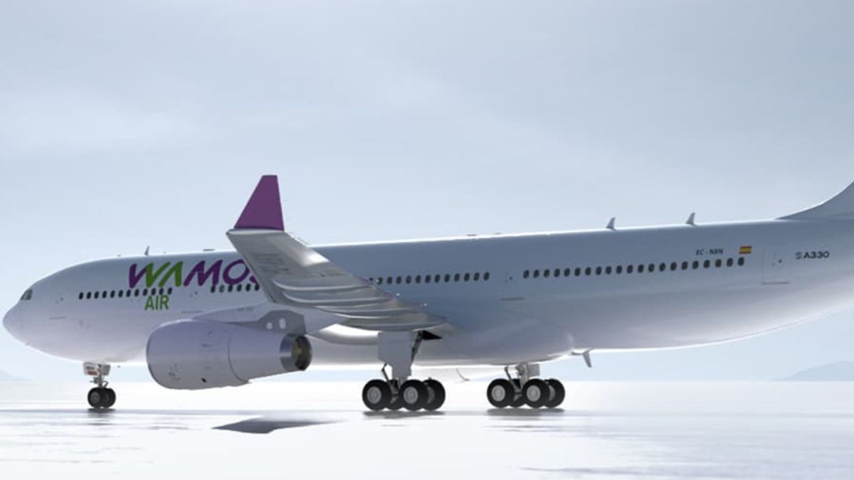 Imagem de um avião da Wamos Air para ilustrar uma matéria jornalística sobre a Wamos Air no Brasil.