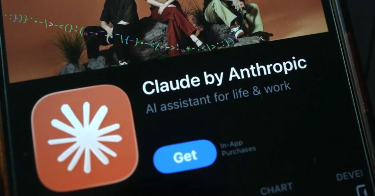 Tela de smartphone exibe o aplicativo Claude, desenvolvido pela Anthropic, em uma loja de aplicativos, representando IPO