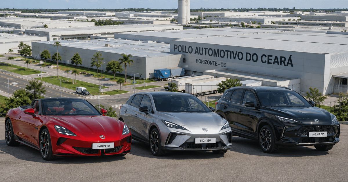 Polo Automotivo do Ceará em Horizonte com veículos da MG Motor durante expansão da produção de carros eletrificados no Brasil