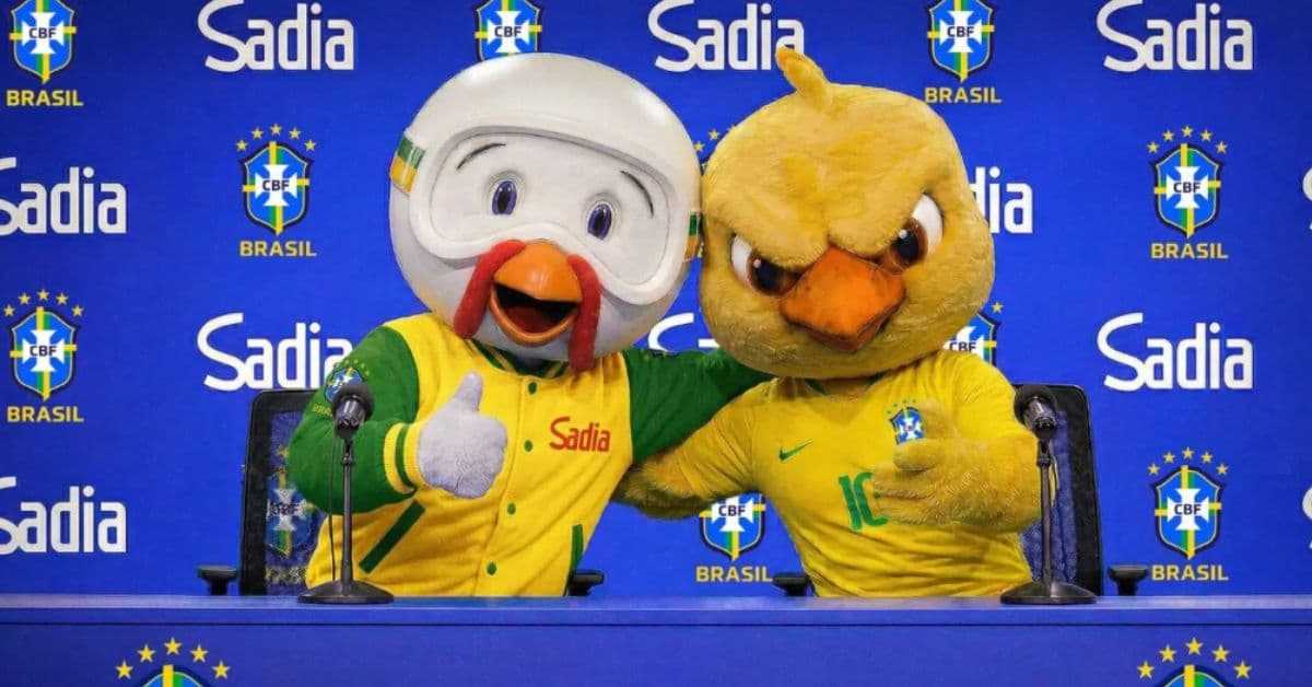 Mascotes da Sadia e da Seleção Brasileira participam de evento da parceria entre a marca e a CBF.