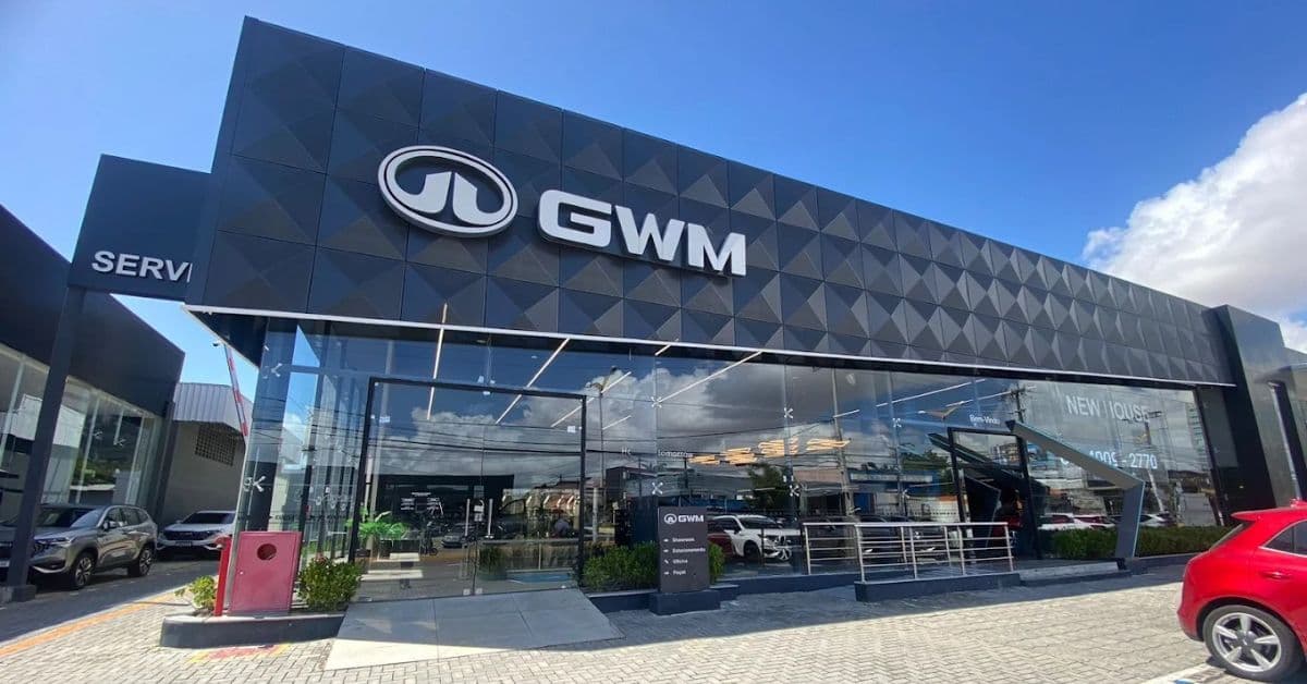 achada da concessionária GWM Newhouse, do Grupo New, líder em vendas da GWM no Brasil no primeiro semestre de 2026.