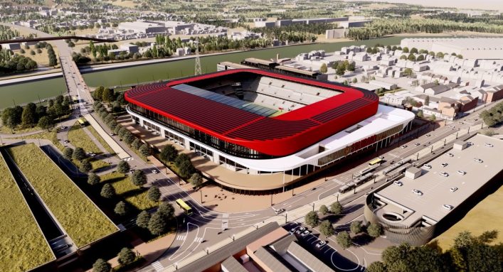 Construção do estádio do Flamengo.